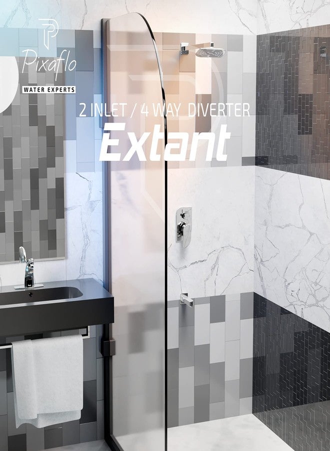 Pixaflo Brass Extant High Flow Single Lever 4 Way / 2 Inlet Diverter | Tic-Tac | Complete Set | Bathroom Shower System | Bathroom Mixer | Chrome Finish - Image 2